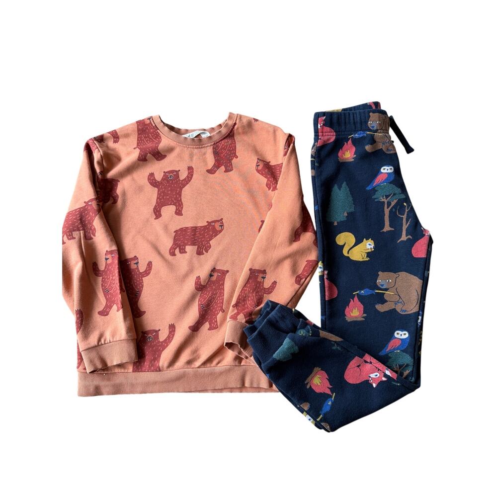 H&M Kids Forest Animals Sweatshirt + Jogger Bundle Size 7 / EUR 128
